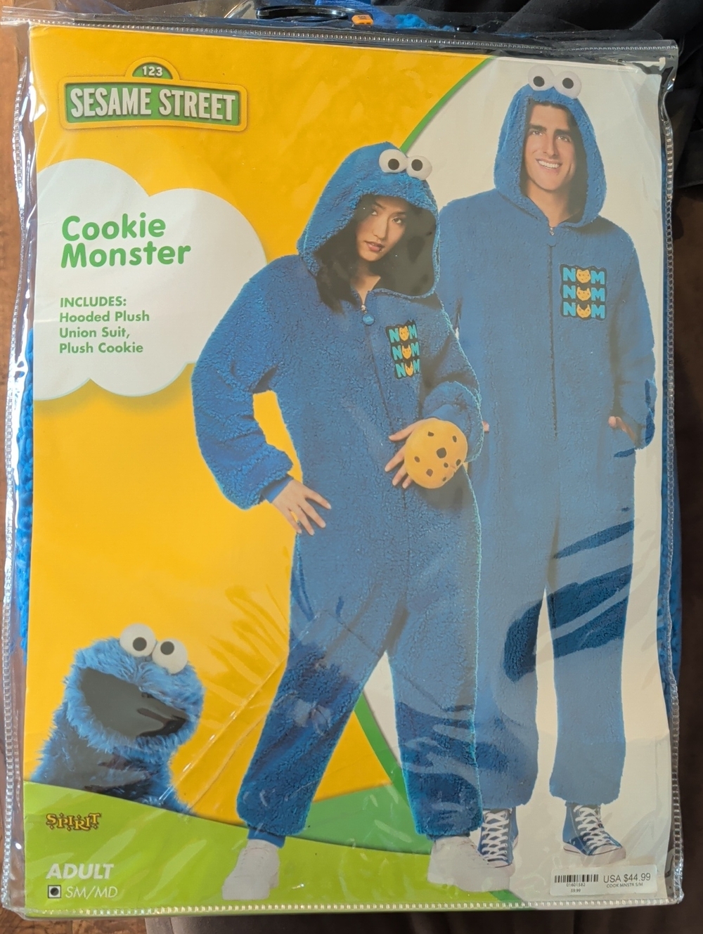 Sesame Street Cookie Monster Plush Blue Hooded Costume - ADULT